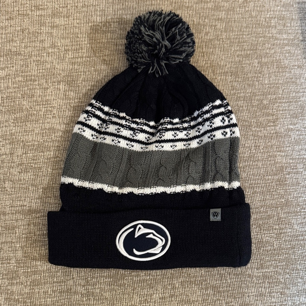 Women's Black and Gray Knit Beanie
